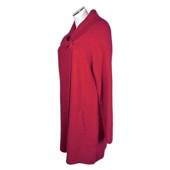 ADRIENNE VITTANINI Red Open Front Shawl Neckline Cardigan Sweater Jacket Size XL - Picture 3 of 16